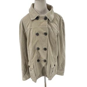 Talbots Tan Double Breasted Stretch Pea Coat Size 16 Women's